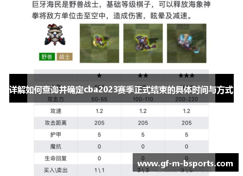 详解如何查询并确定cba2023赛季正式结束的具体时间与方式